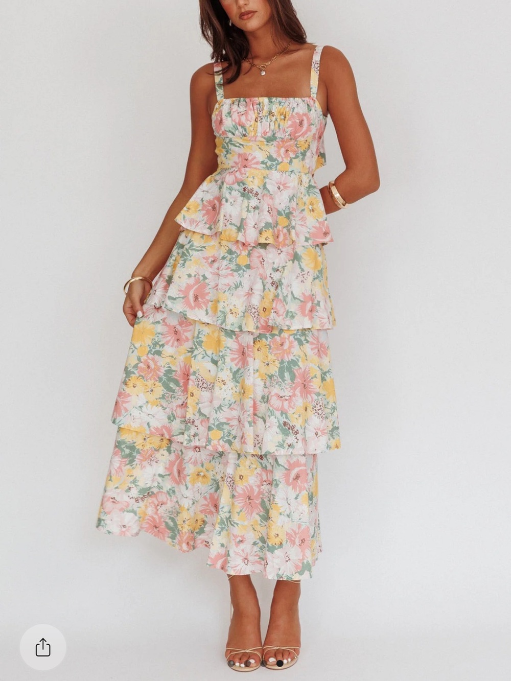 Provence Bloom Tiered Ruffle Maxi Dress Floral Maxi